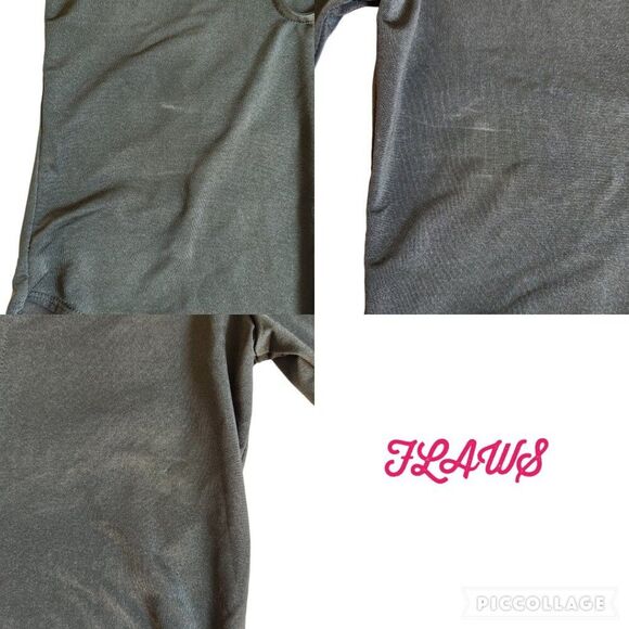 Forever 21 dark green deep plunge caged neckline thin semi sheer bodysuit sz M - Picture 6 of 11